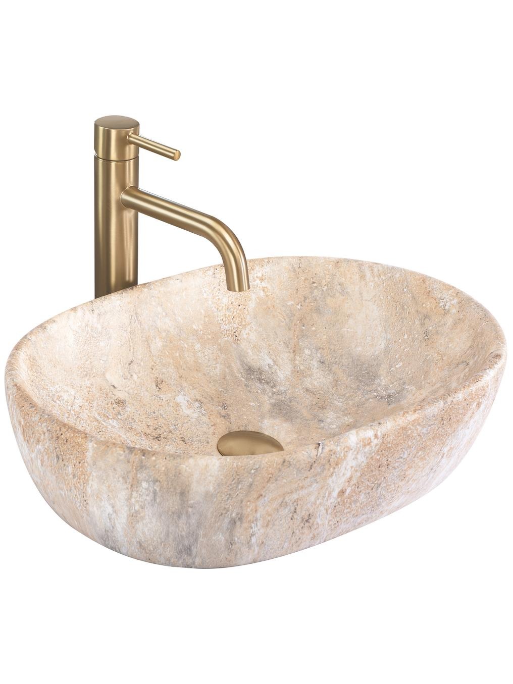 Rea Amelia lavabo 48x34.5 cm rectangular sobre encimera gris/piedra-marrón/beige REA-U3000