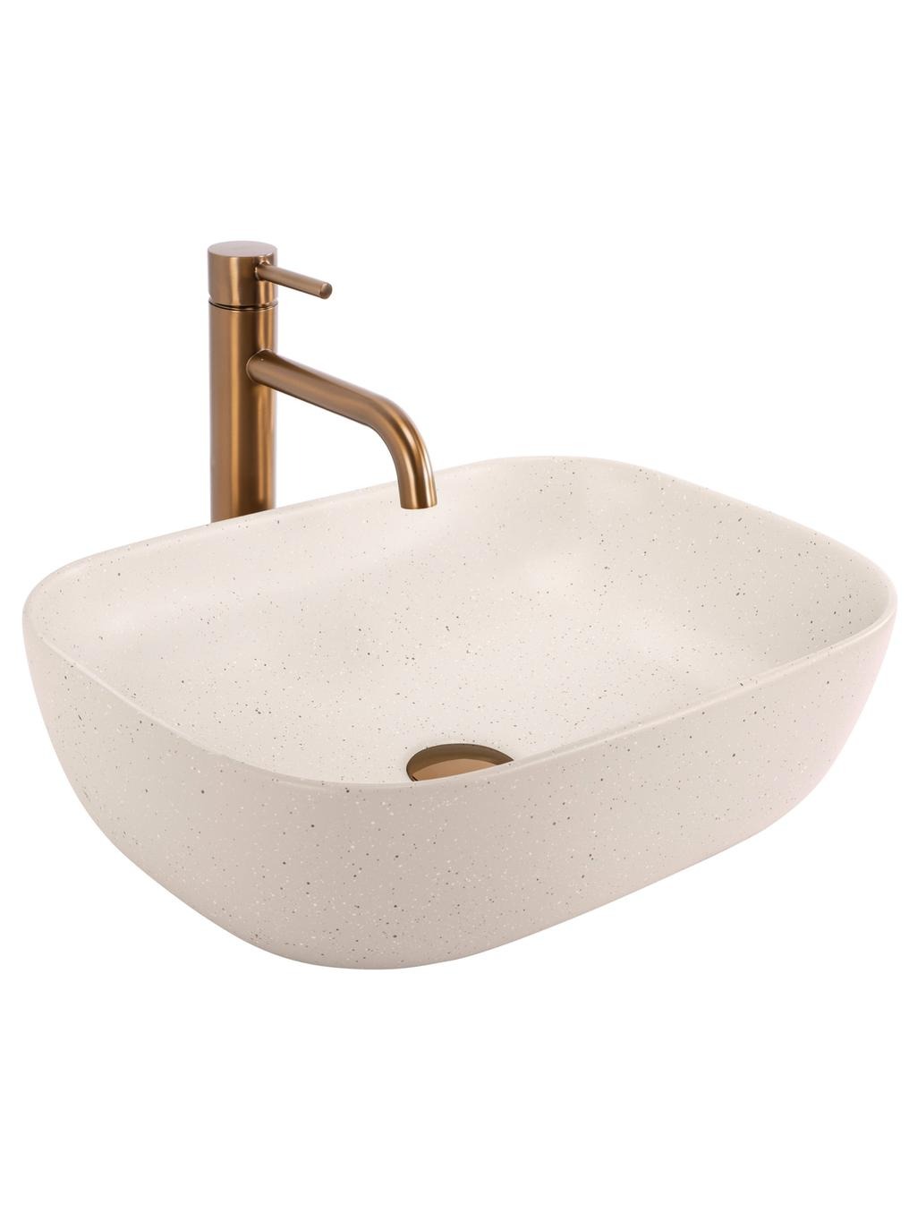 Rea Belinda lavabo 46.5x33 cm rectangular sobre encimera marrón/beige mate REA-U4000
