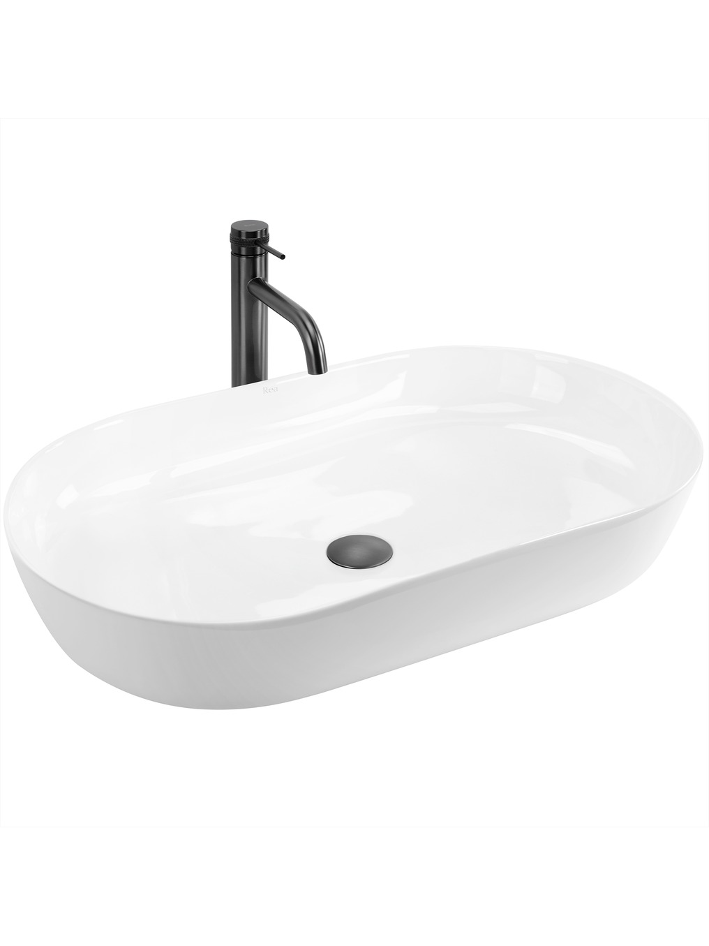 Rea Cleo lavabo 70x39 cm oval sobre encimera blanco REA-U6215