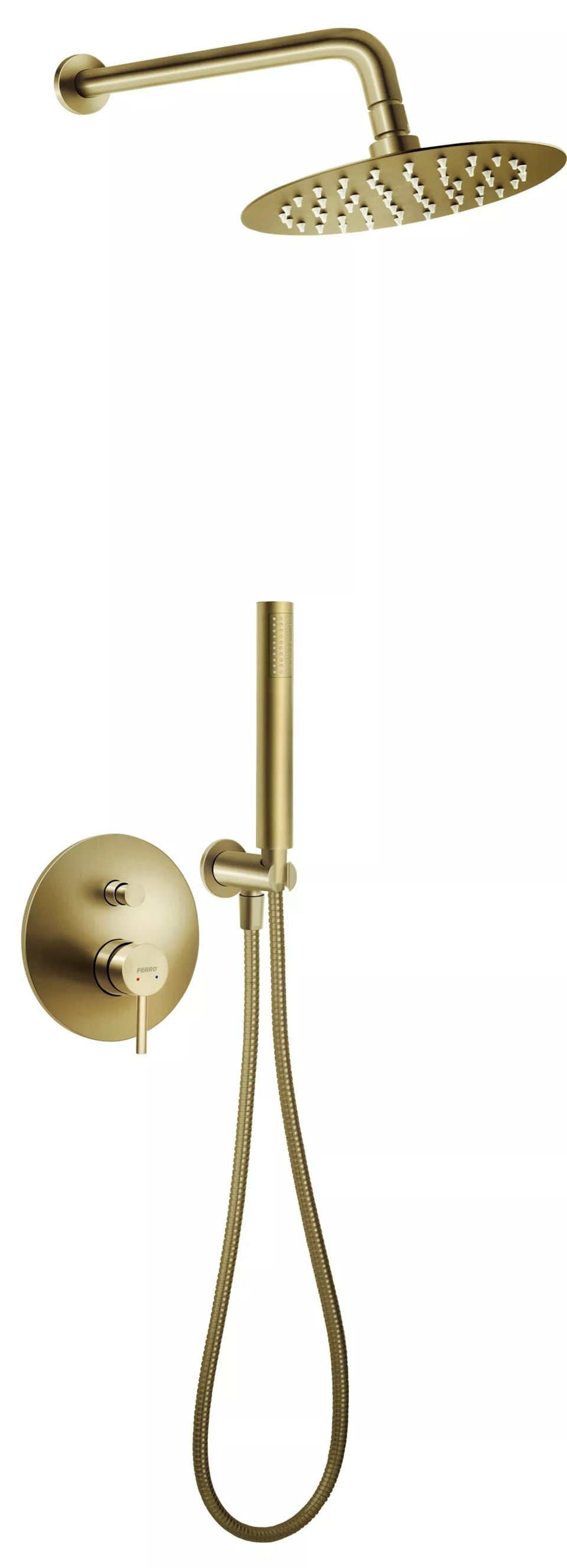 Ferro Ciriculus conjunto de ducha empotrado con rociador con efecto lluvia oro BCK7PBG-SET1-S