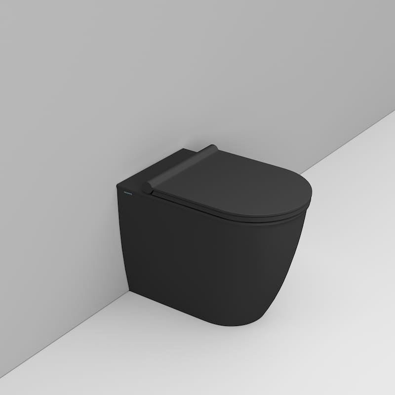 Ceramica Dolomite Mayka taza de inodoro de pie sin reborde negro mate D483181