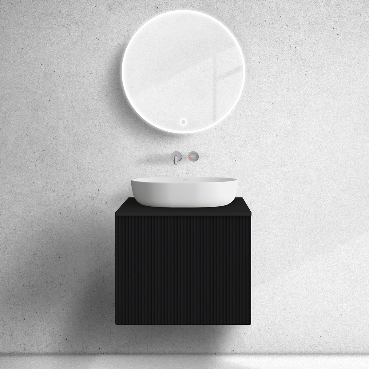 Oltens Lun armario 60x44.7x52 cm suspendido, para lavabo negro 60027300