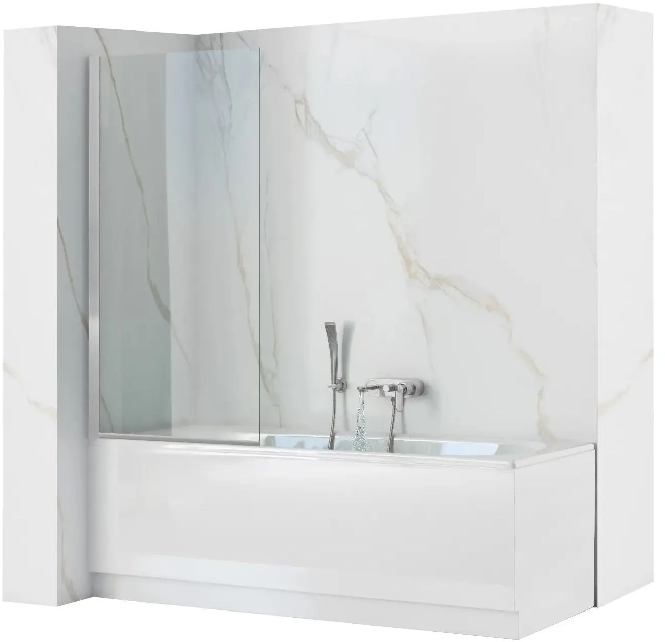 Rea Lagos mampara de bañera 70 cm una pieza cromo brillo/vidrio transparente REA-W5674