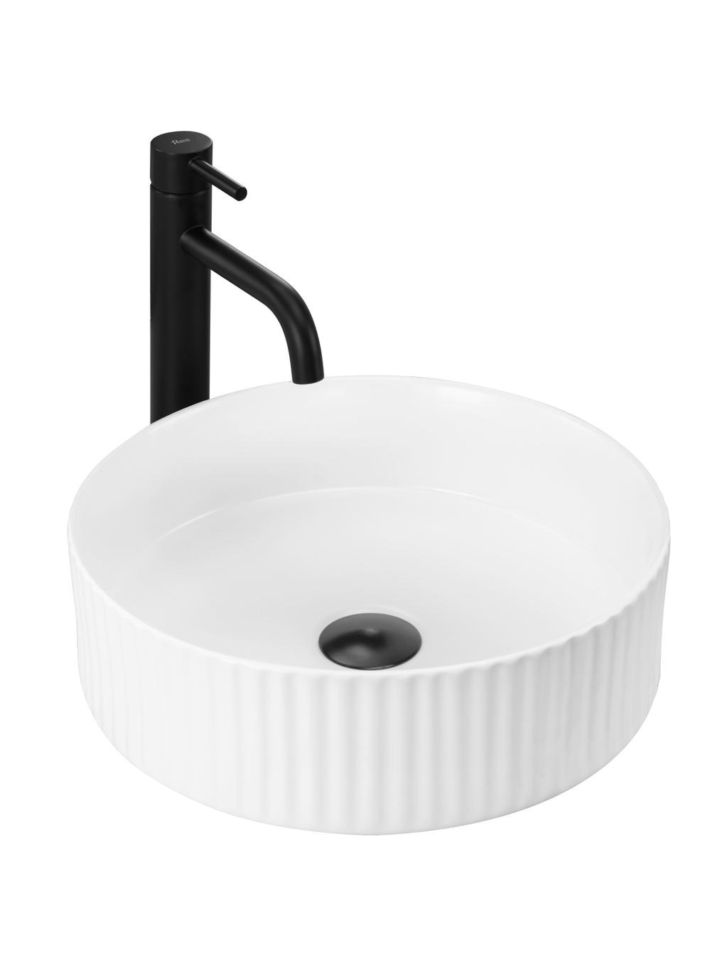 Rea delia lavabo 36x36 cm circular sobre encimera blanco brillante REA-U0601