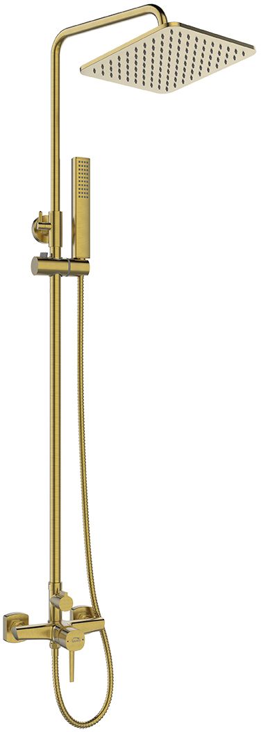 Laveo Pola conjunto de ducha a pared con rociador con efecto lluvia oro PLA_GBKX