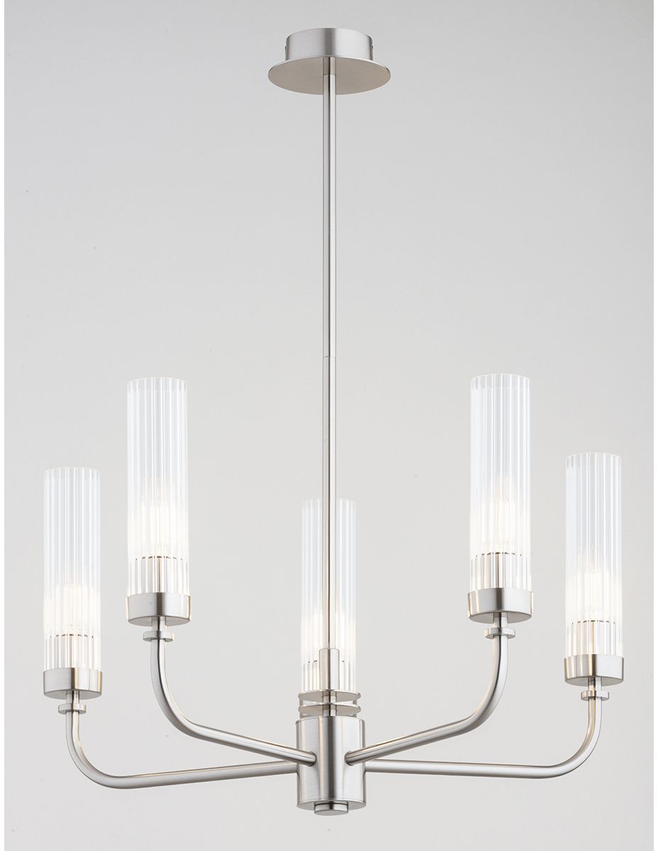 Argon Preston lámpara colgante 5x7 W transparente-níquel 2198