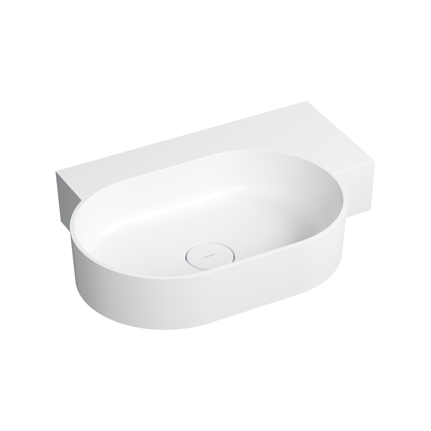 Omnires Ovo M+ lavabo 64x44 cm oval sobre encimera-con encimera blanco mate OVO645UWPBM