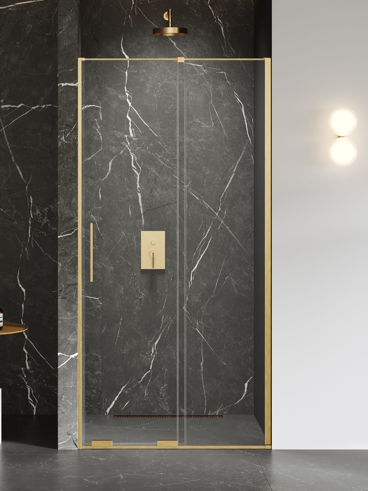 New Trendy Smart Gold Brushed puerta de ducha 180 cm corredera oro cepillado/vidrio transparente EXK-7509