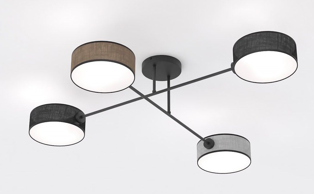 Emibig Maga lámpara de techo 4x10 W negro-gris-beige 1572/4