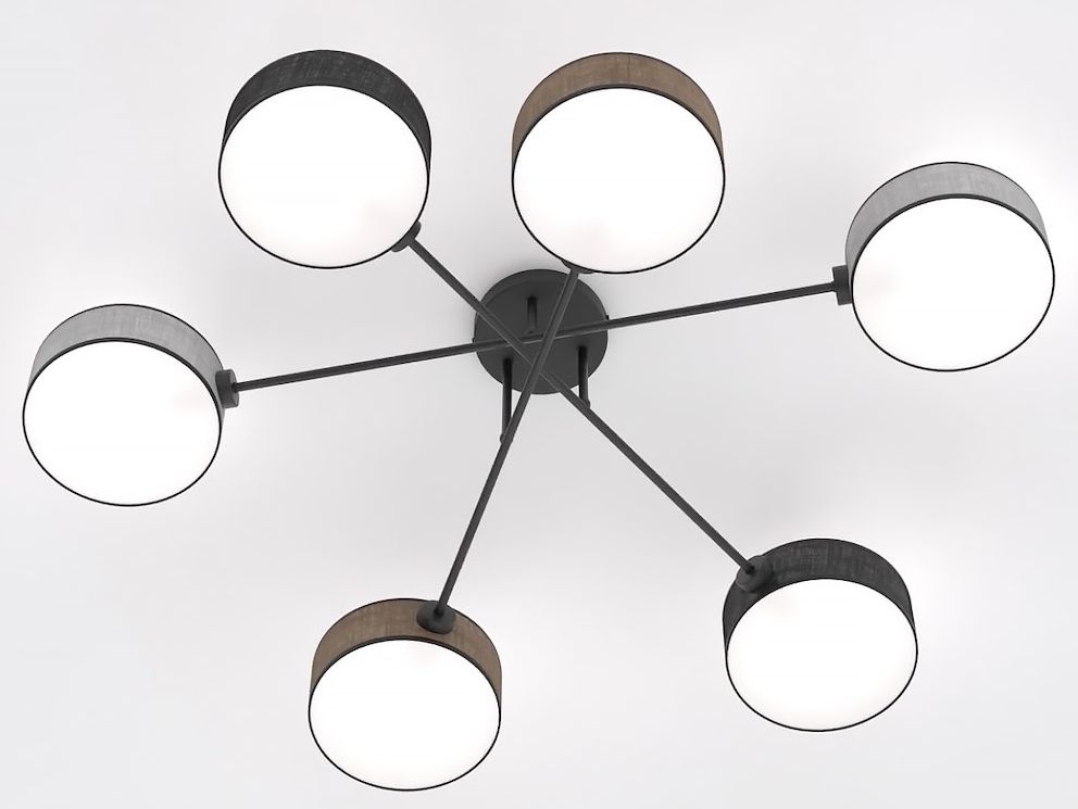 Emibig Maga lámpara de techo 6x10 W negro-gris-beige 1572/6