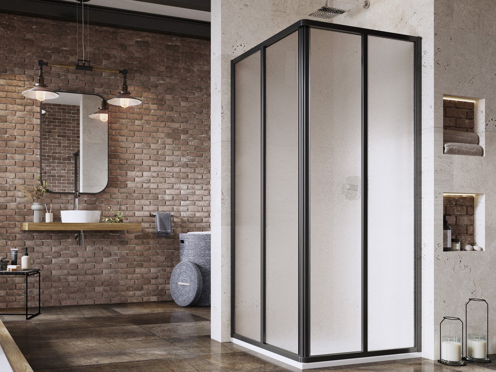 Ravak Supernova cabina de ducha 80x80 cm cuadrada negro mate/ 14V403O2ZGS