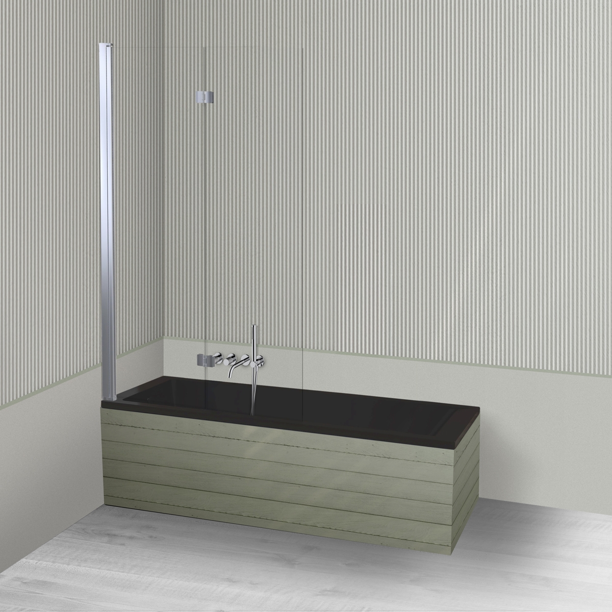 Conjunto bañera rectangular Oltens Langfoss 10003300, mampara de bañera Oltens Sela 23202100