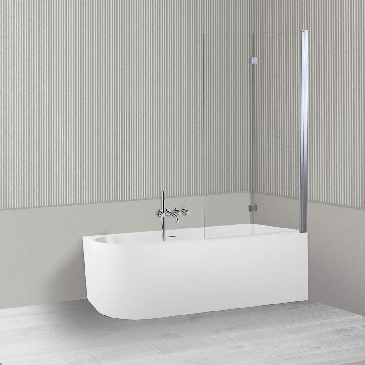 Conjunto bañera de esquina Oltens Delva 11001000, mampara de bañera Oltens Sela 23202100