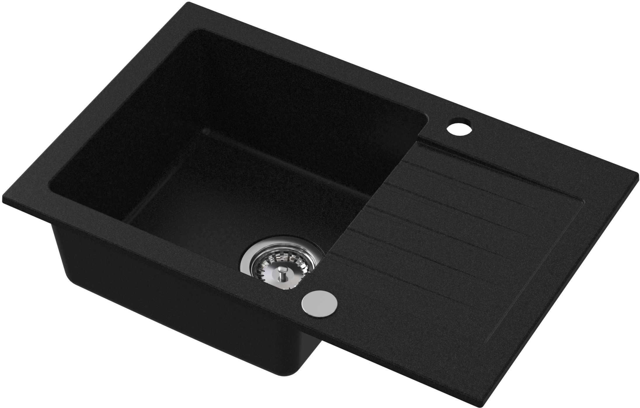 Ruvetti Pineko fregadero de granito 68x44.2 cm negro 3001PN_BC140_W