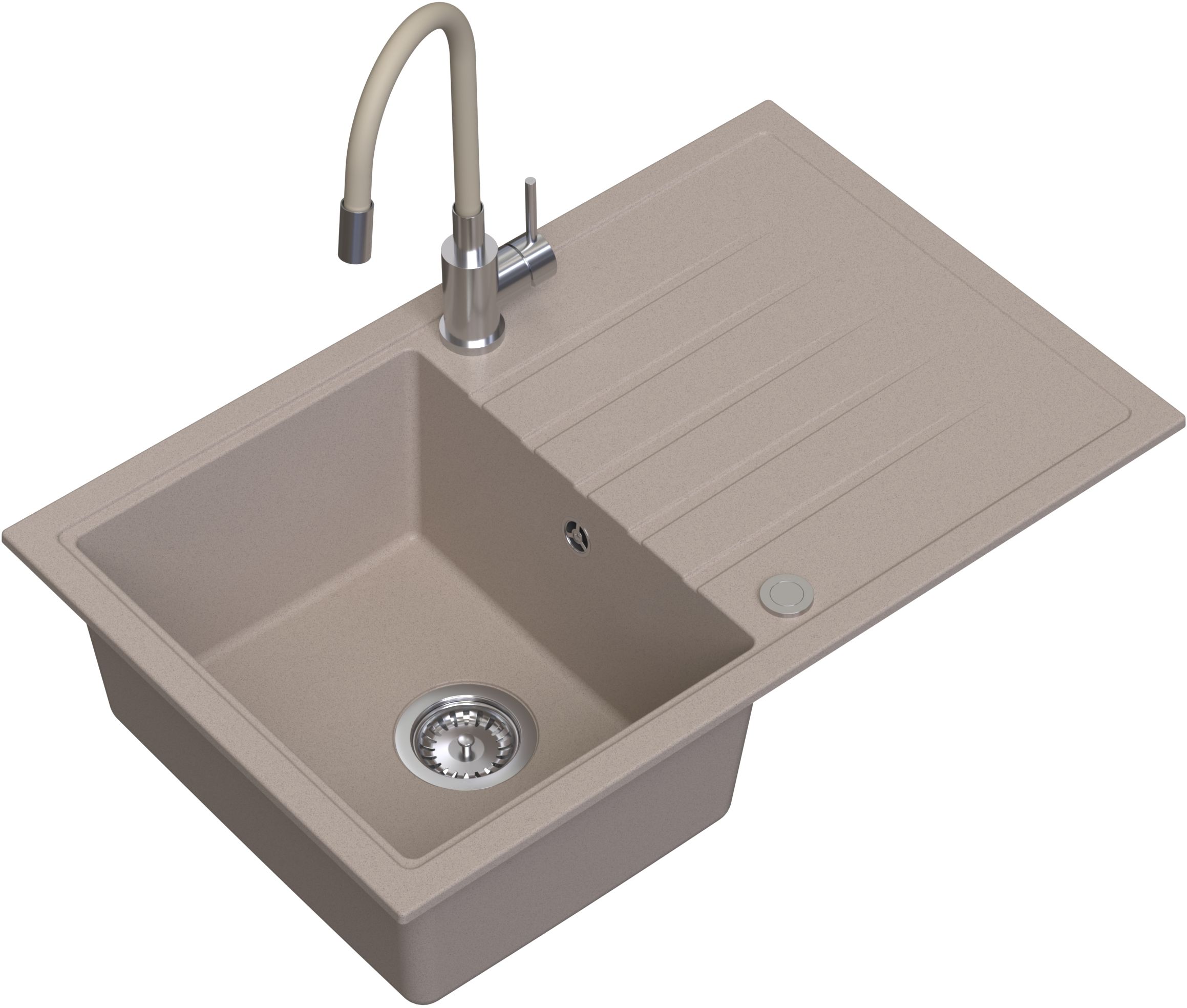 Ruvetti Maxi+ fregadero con grifo beige/acero LP_3200-MX7950BE_W