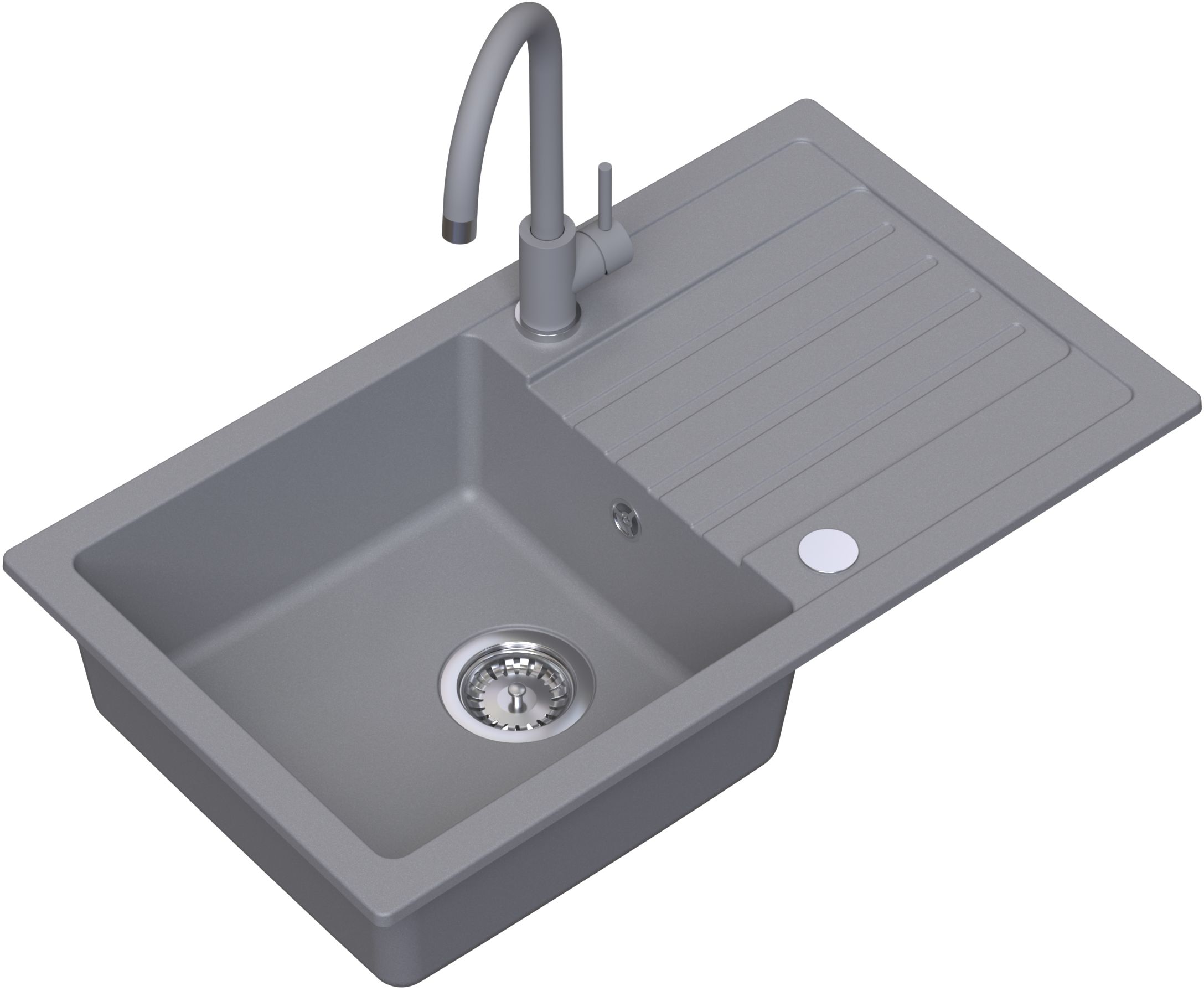 Ruvetti Tito Maxi fregadero con grifo y accesorios gris/ LP_3200-TM7744GR_W