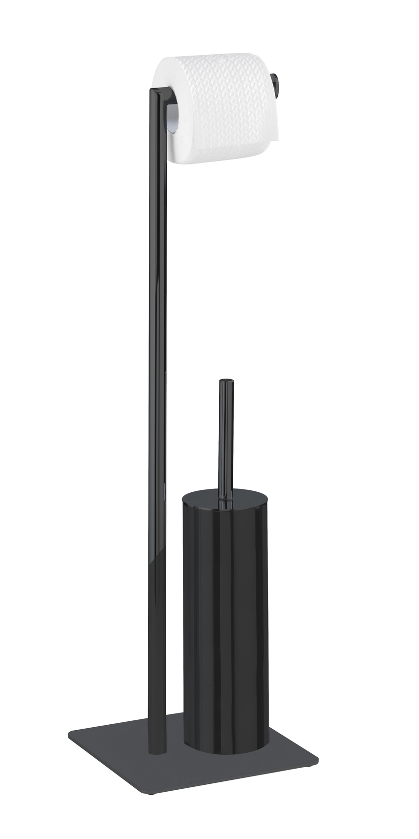 Wenko Recco soporte para papel higiénico con escobilla de wc negro 71556800