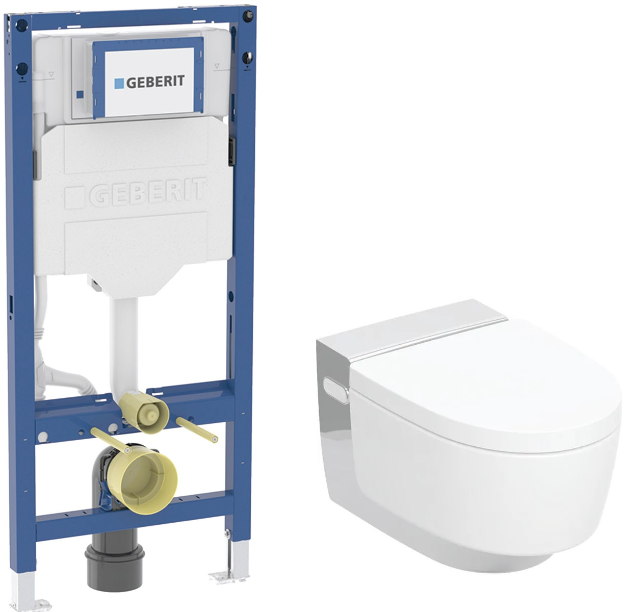 Conjunto inodoro con función de bidé Geberit AquaClean 146.210.21.1, marco empotrado Geberit Duofix 111.320.00.6