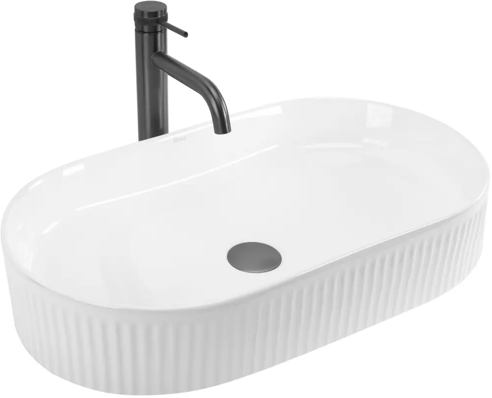 Rea Vanda lavabo 60x34 cm oval sobre encimera blanco REA-U6526