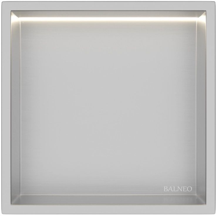 Balneo Wall Box LED Inox estante empotrado 30 cm acero B0101010109-1
