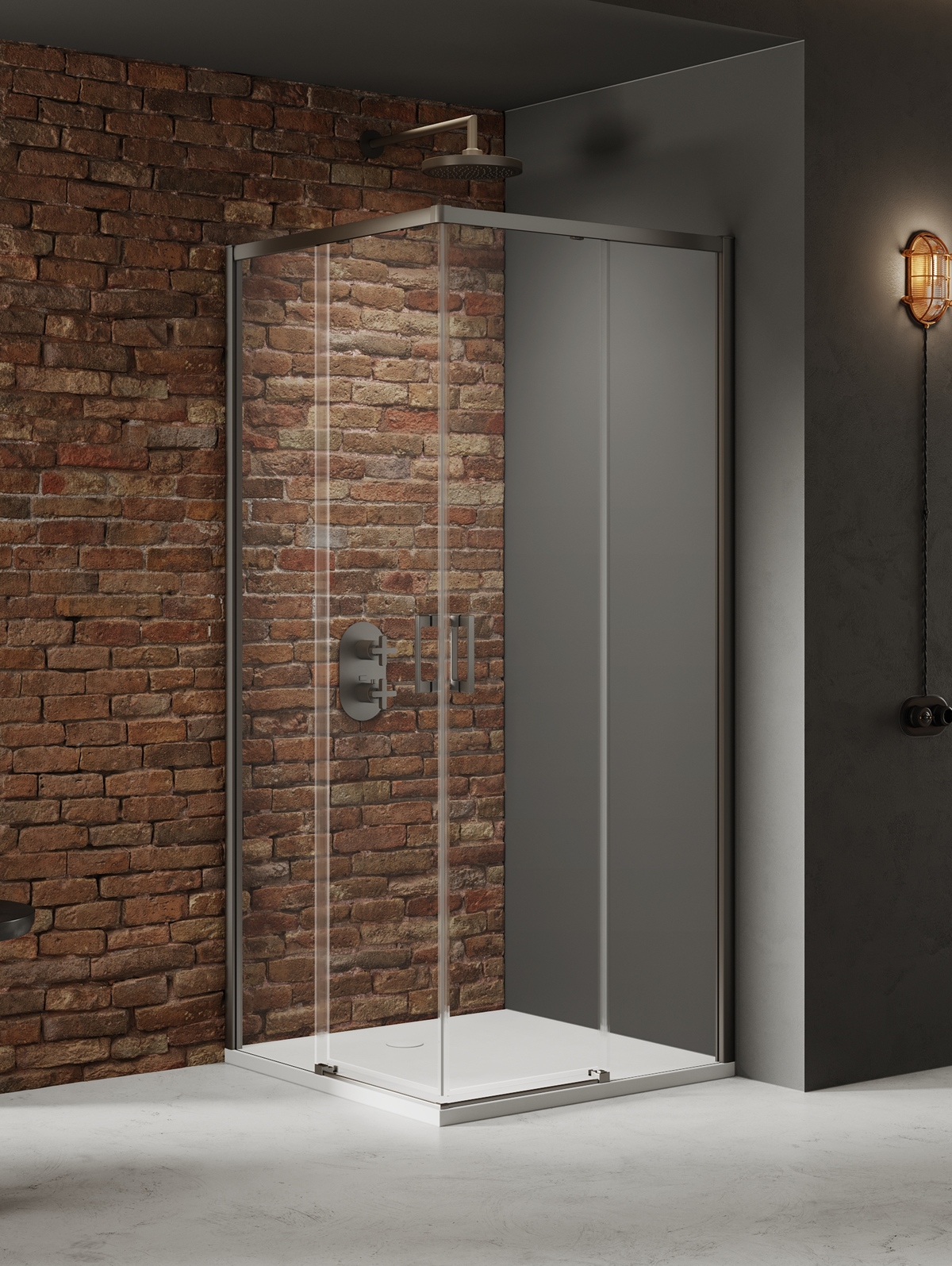 New Trendy Prime Gunmetal Brushed cabina de ducha 90x90 cm cuadrada gris metálico cepillado/vidrio transparente D-0883A/D-0884A