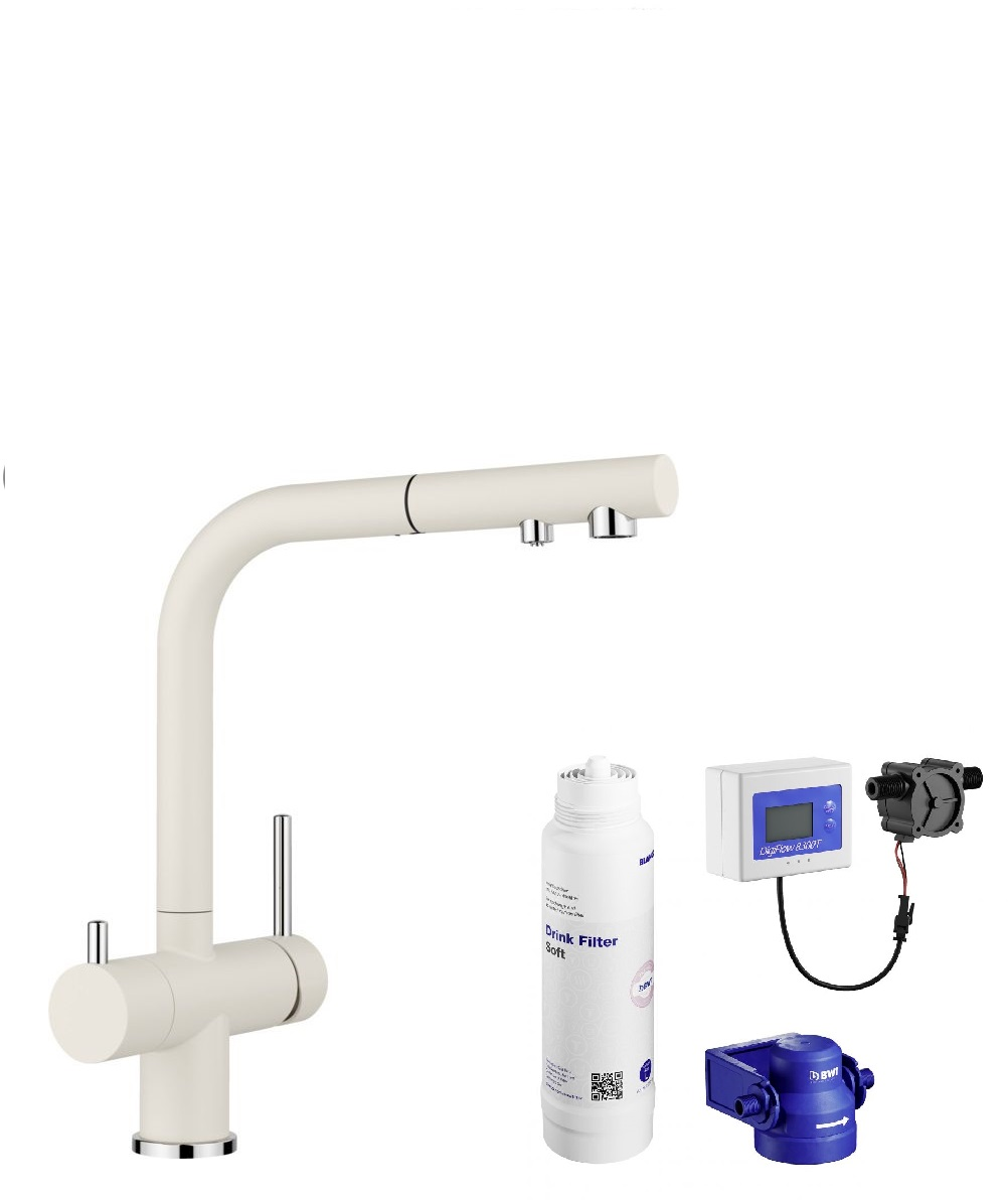 Conjunto grifo de cocina Blanco Fontas-S II 526947, filtro para fregadero Blanco Soft 527453