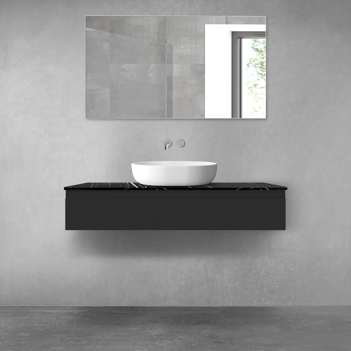 Conjunto armario Oltens Vernal 60012300, encimera sobre armario Oltens Tera 63031990