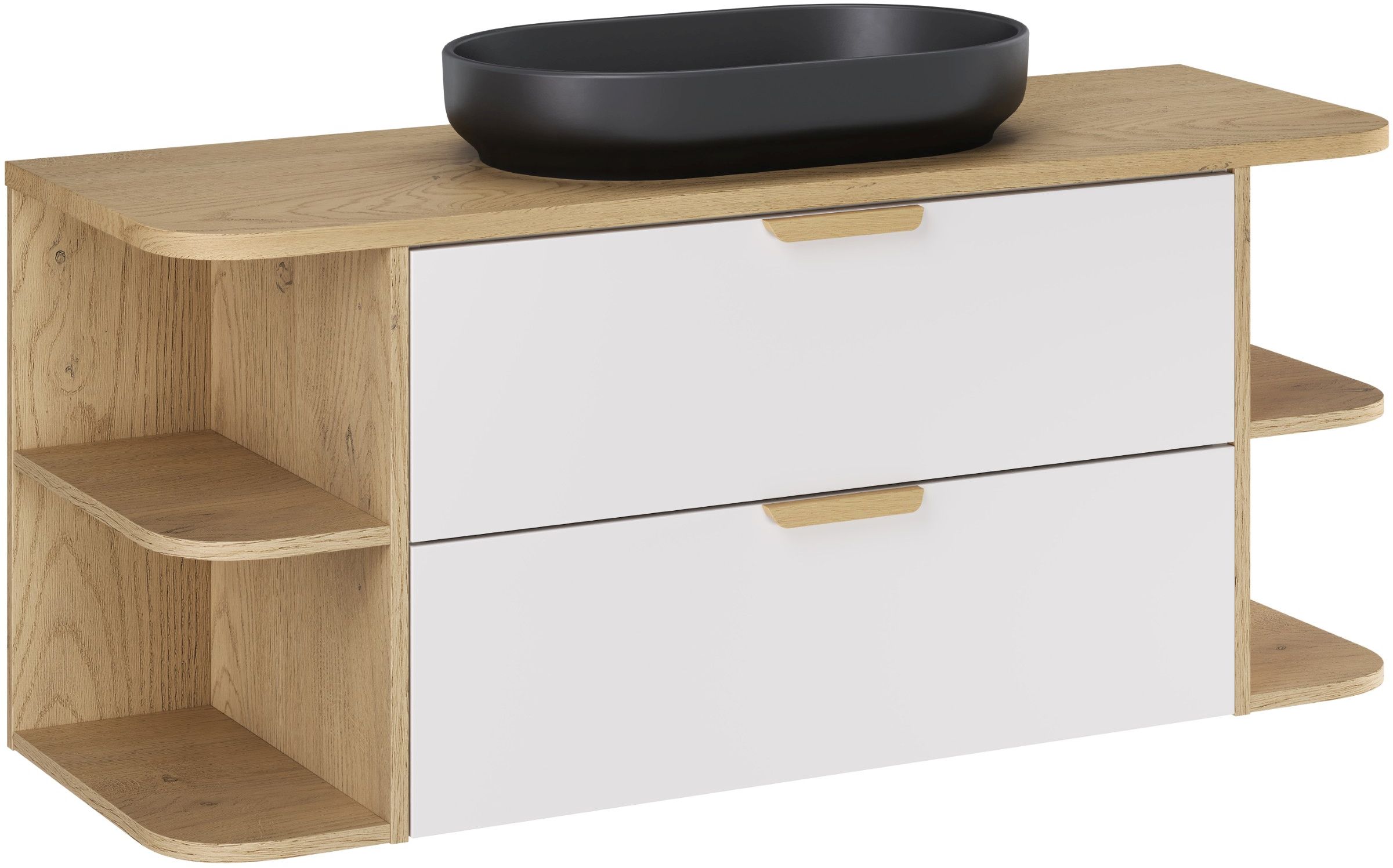 Conjunto lavabo Comad River 2 RIVER 2 BLACK MATT UN 55 ( E-6594 ), armario Comad Aster White ASTER WHITE 82-80-46-2S, OVALIA CREMONA 89-120-46 M, CREMONA UN 81-20-44 SM