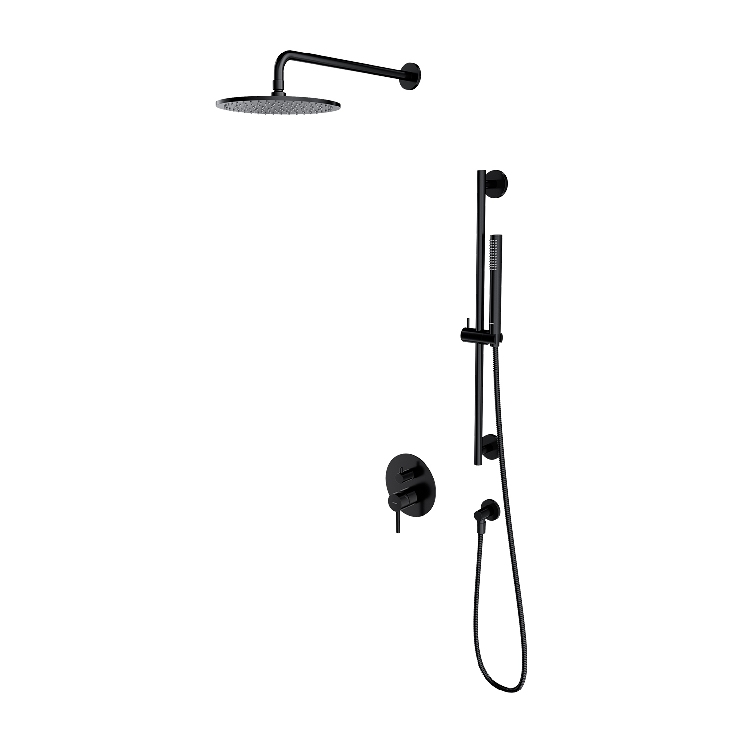 Omnires Y conjunto de ducha empotrado con rociador con efecto lluvia negro SYSY47BL