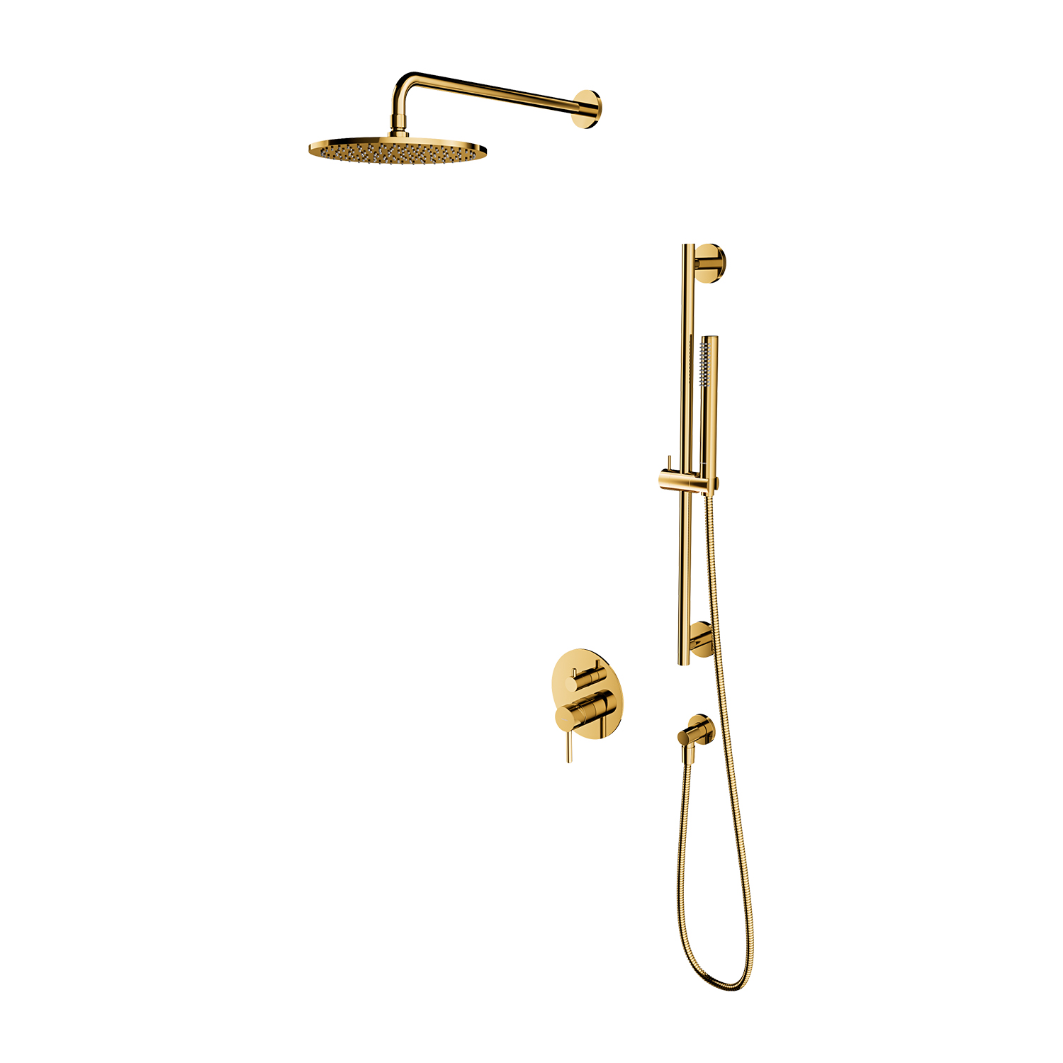 Omnires Y conjunto de ducha empotrado con rociador con efecto lluvia oro SYSY47GL