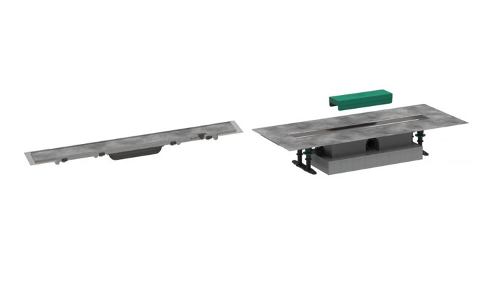 Conjunto kit de montaje Hansgrohe uBox Universal 56017180, elemento externo del desagüe Hansgrohe RainDrain Rock 56030000