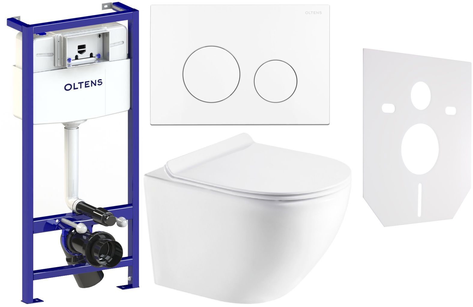 Conjunto marco empotrado Oltens Triberg 50001000, taza de inodoro con asiento de cierre suave Hagser Beno HGR14000042, 57102000, HGR11000045, 49301000