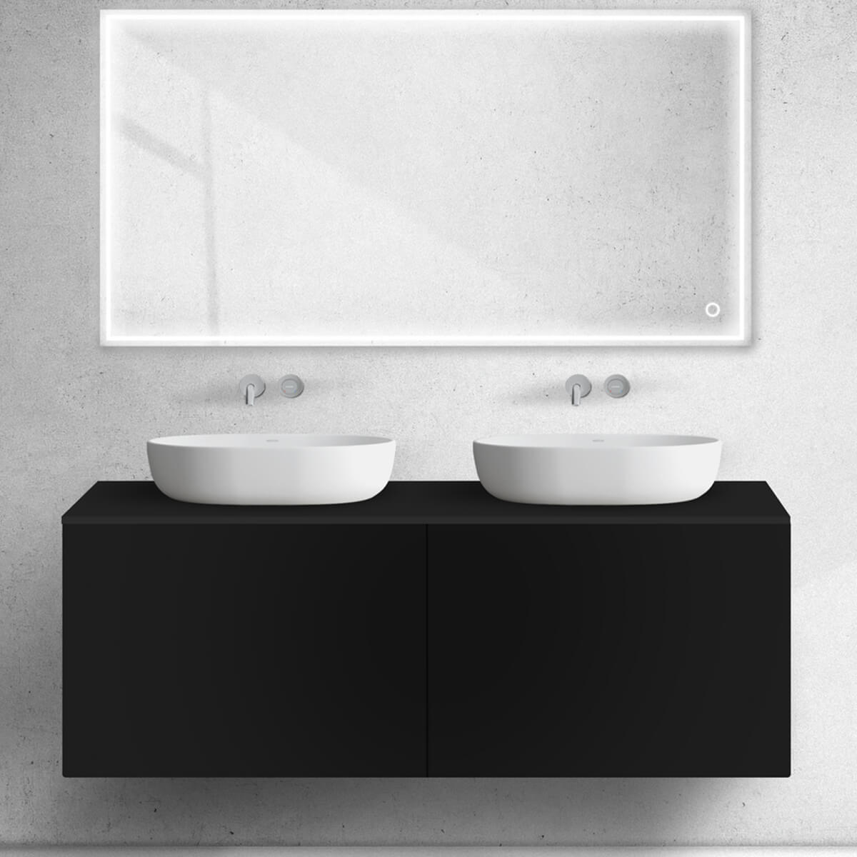 Oltens Lun armario 140x44.7x52 cm suspendido, para lavabo negro mate 60040300