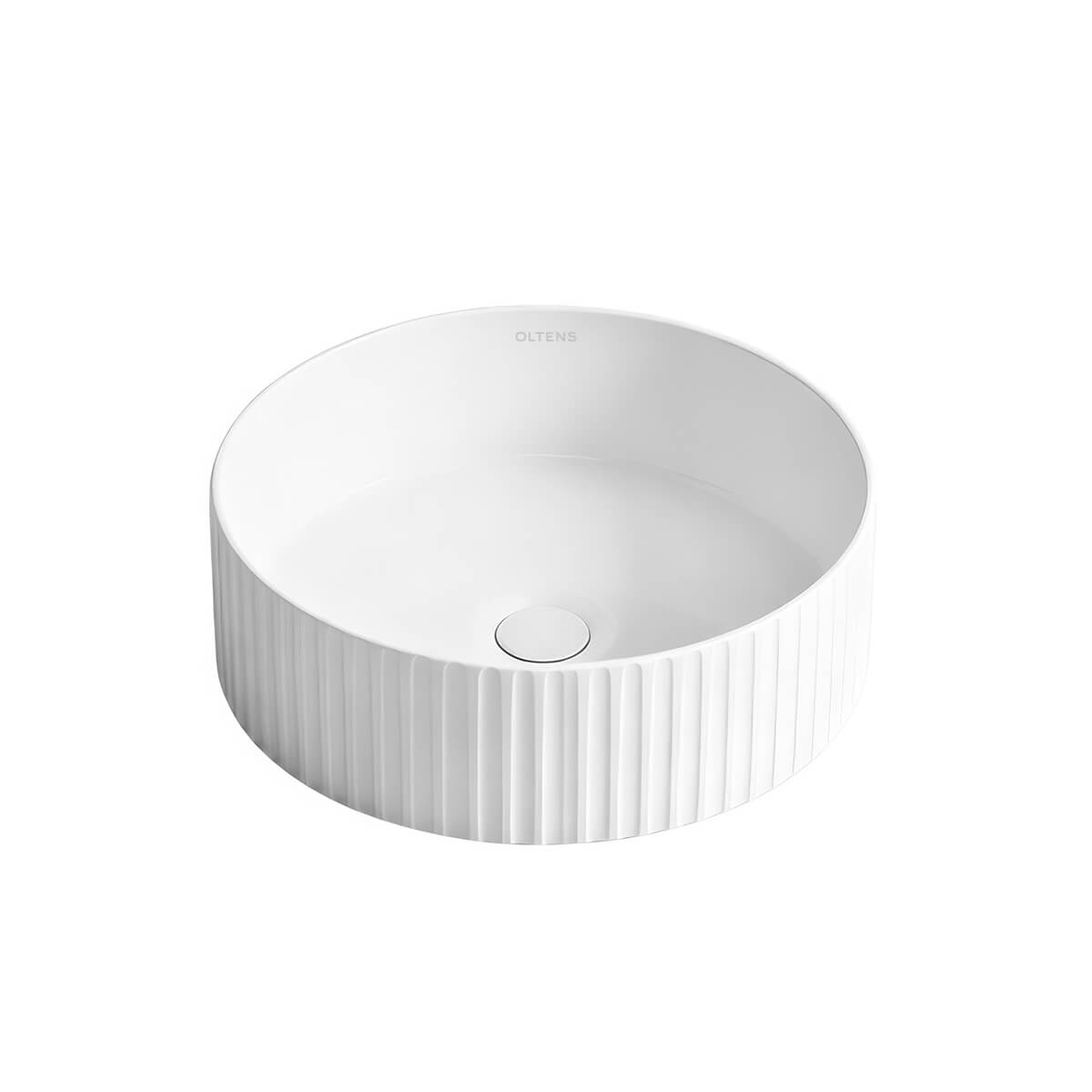 Oltens Hamnes lavabo 40x40 cm circular sobre encimera blanco brillante 40329000