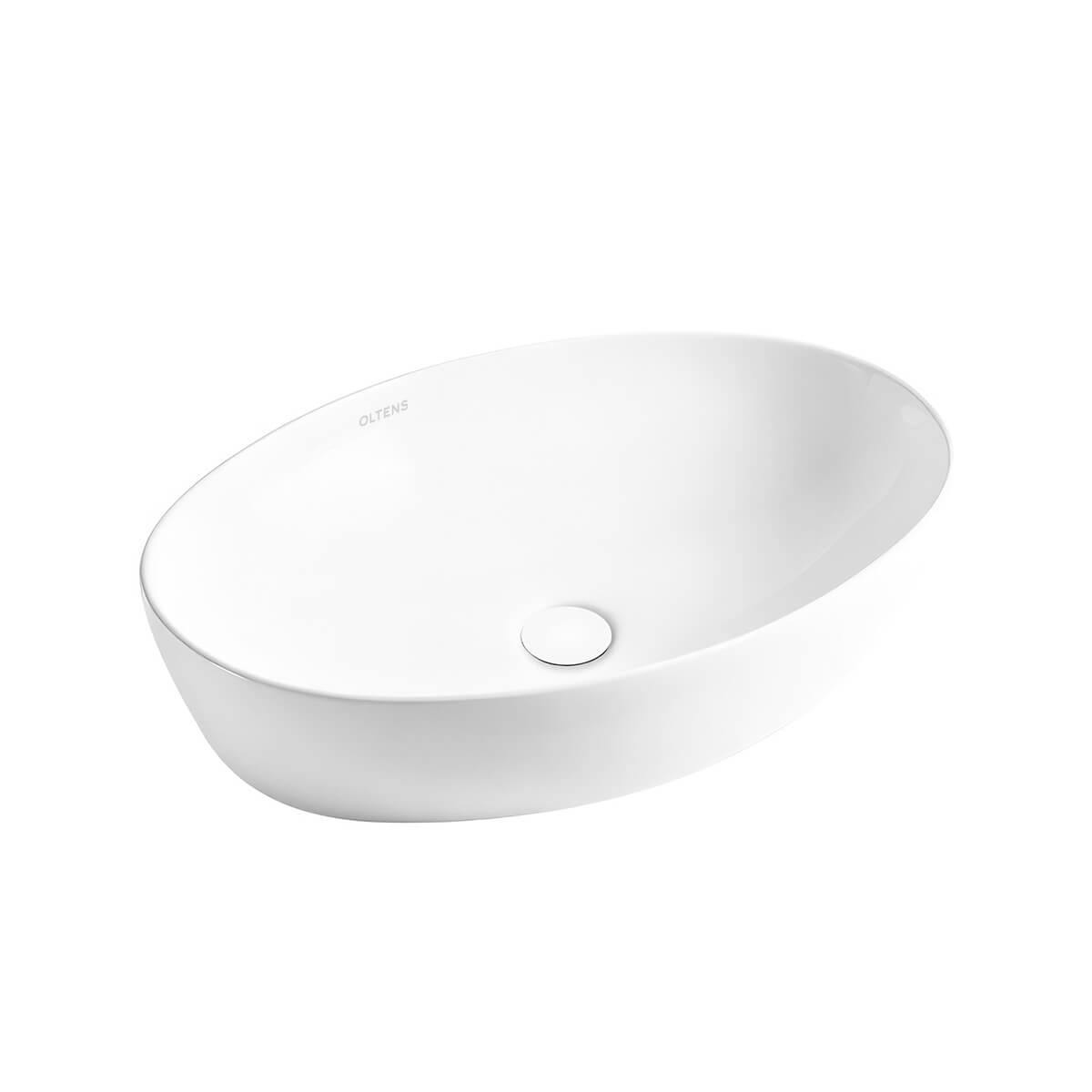 Oltens Svale lavabo 62.5x42 cm oval sobre encimera blanco brillante 40834000