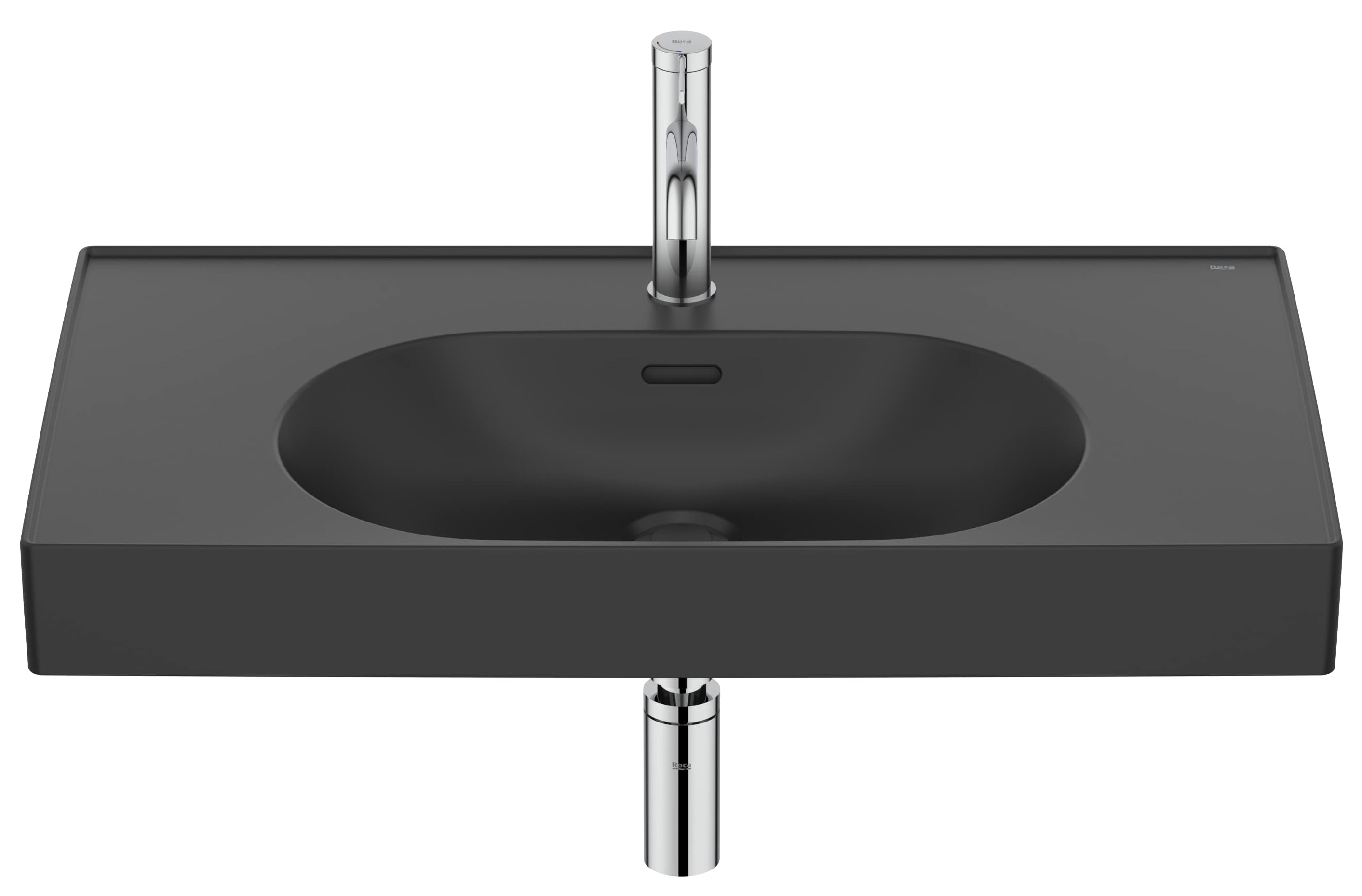 Roca Meridian lavabo 80x46 cm rectangular clásico-para mueble negro mate A327745080