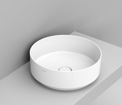 Ceramica Dolomite Noemi lavabo 44x44 cm circular sobre encimera blanco brillante D310501