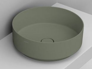 Ceramica Dolomite Noemi lavabo 44x44 cm circular sobre encimera verde mate D310575