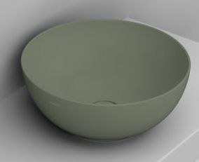 Ceramica Dolomite Noemi lavabo 44x44 cm circular sobre encimera verde mate D310675