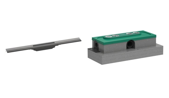 Conjunto elemento externo del desagüe Hansgrohe RainDrain Flex 56043340, kit de montaje Hansgrohe uBox Universal 1000180