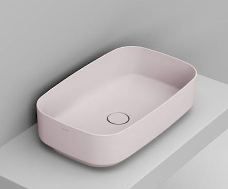 Ceramica Dolomite Noemi lavabo 62x38 cm rectangular sobre encimera rosa mate D311065