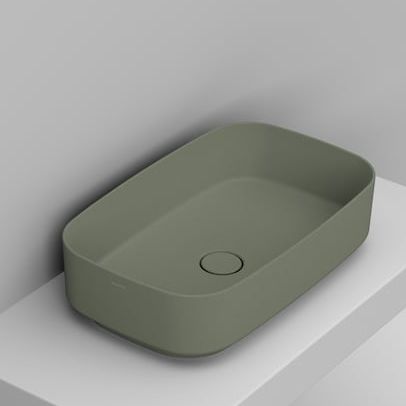 Ceramica Dolomite Noemi lavabo 62x38 cm rectangular sobre encimera verde mate D311075