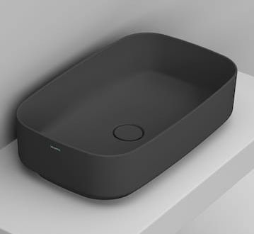 Ceramica Dolomite lavabo 62x38 cm rectangular sobre encimera negro mate D311081