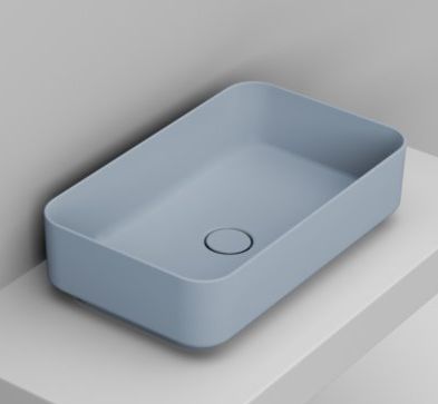 Ceramica Dolomite lavabo 60x36 cm rectangular sobre encimera azul mate D311171