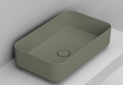 Ceramica Dolomite Noemi lavabo 60x36 cm rectangular sobre encimera verde mate D311175