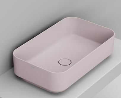 Ceramica Dolomite Noemi lavabo 64x38.5 cm rectangular sobre encimera rosa mate D311265