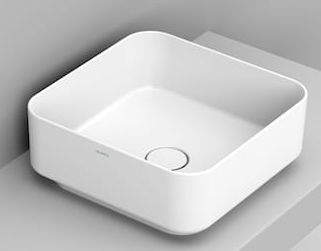 Ceramica Dolomite Noemi lavabo 40x40 cm cuadrada sobre encimera blanco brillante D311701