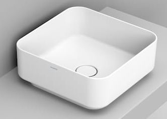 Ceramica Dolomite Noemi lavabo 40x40 cm cuadrada sobre encimera blanco mate D311741
