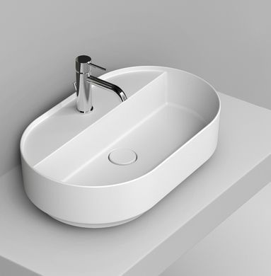 Ceramica Dolomite Noemi lavabo 65x40 cm oval sobre encimera blanco brillante D312001