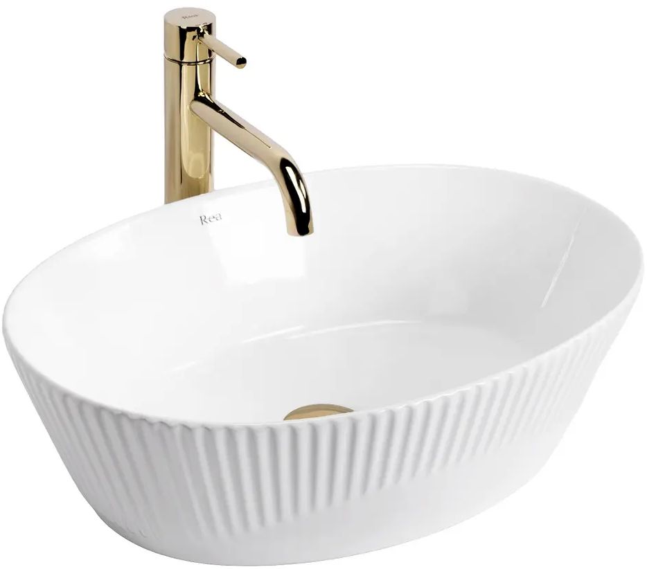 Rea Astoria lavabo 49.5x34.4 cm oval sobre encimera blanco brillante REA-U0641